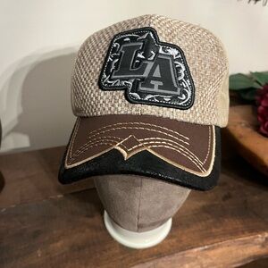 Leader LOGO Brown and Tan Cap (Hat) with LA Patch New